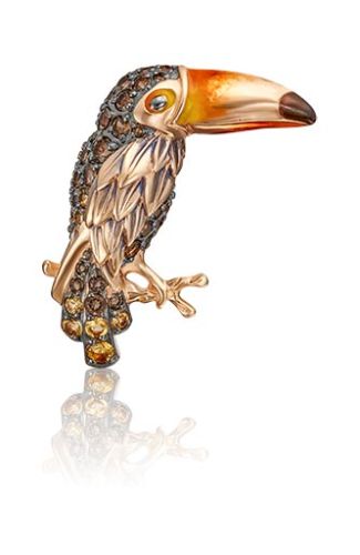Брошь из красного золота с цитрином/кварцем PLATINA jewelry