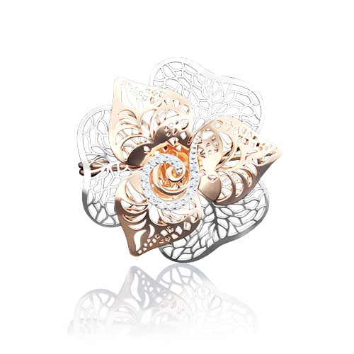 Брошь из красного золота с фианитом PLATINA jewelry