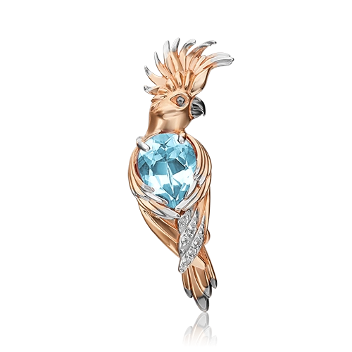 Брошь из красного золота с топазом PLATINA jewelry