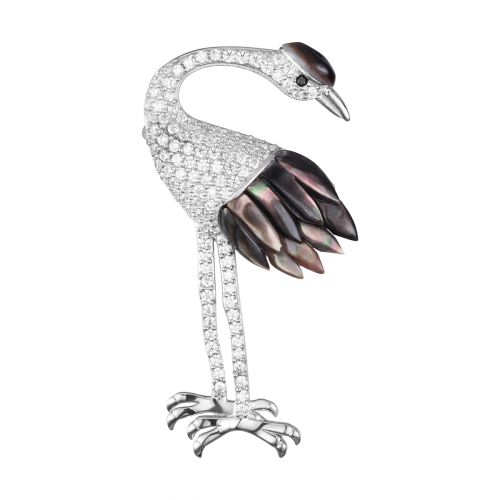 Брошь из серебра с перламутром/фианитом Balex Jewellery