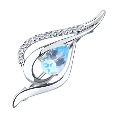 Брошь из серебра с топазом/фианитом Diamant
