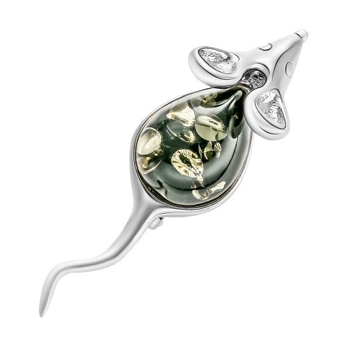 Брошь из серебра с янтарем 585Gold