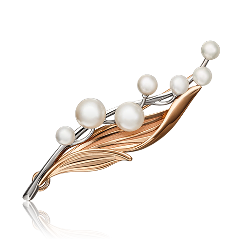 Брошь из золота с культивированным жемчугом PLATINA jewelry