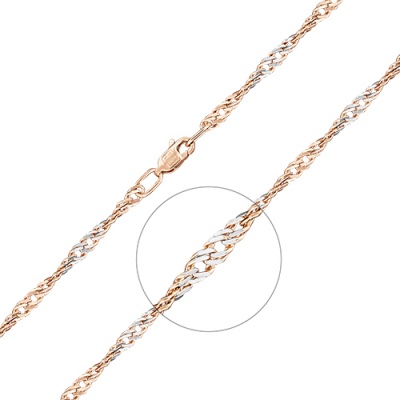 Цепочка из комбинированного золота 45 см PLATINA jewelry