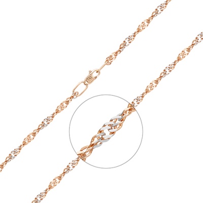 Цепочка из комбинированного золота 50 см PLATINA jewelry