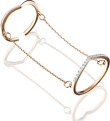 Кольцо фаланговое из красного золота р. 18 PLATINA jewelry