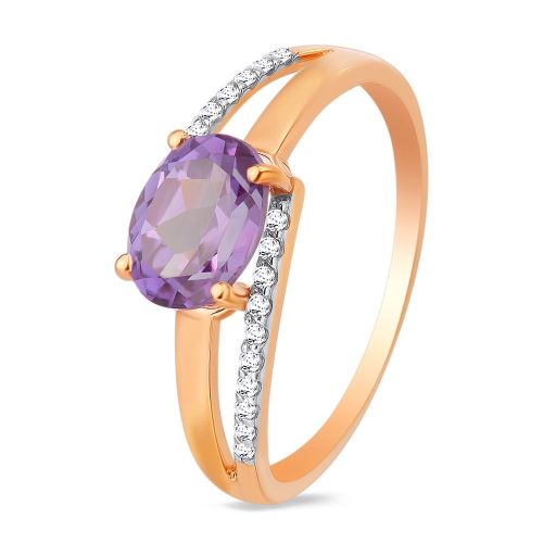 Кольцо женское из красного золота с александритом, фианитом 585Gold