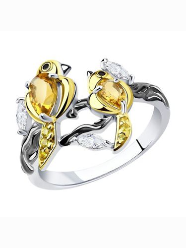 Кольцо женское из серебра с цитрином 585Gold