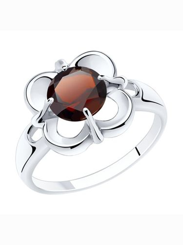 Кольцо женское из серебра с гранатом 585Gold