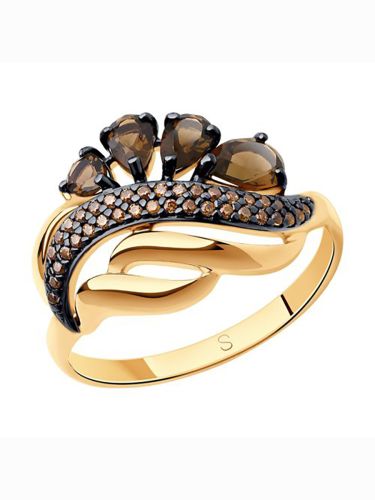 Кольцо женское из серебра с раухтопазом 585Gold