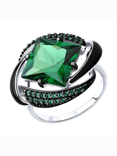 Кольцо женское из серебра с ситаллом, фианитом 585Gold