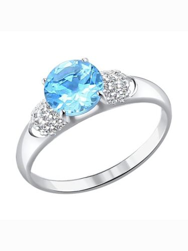 Кольцо женское из серебра с топазом, фианитом 585Gold