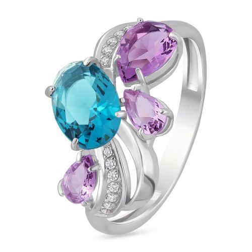 Кольцо женское из серебра с ювелирным кристаллом, фианитом 585Gold
