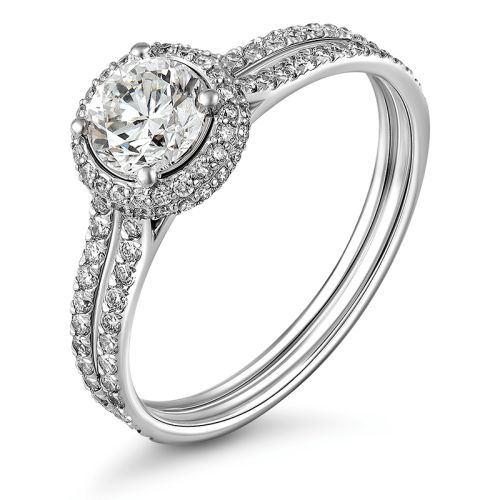 Кольцо из белого золота р. 15,5 IQ Diamonds