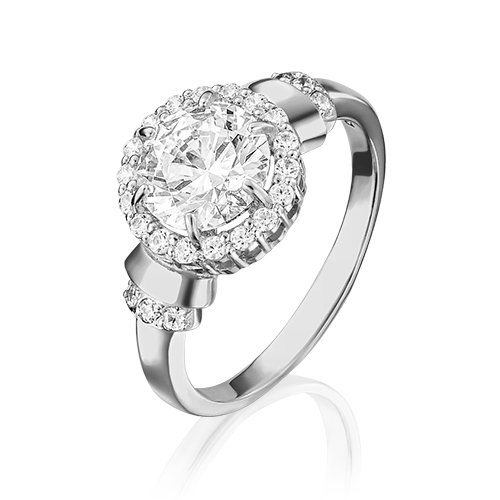 Кольцо из белого золота р. 15,5 PLATINA jewelry