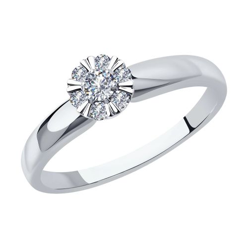 Кольцо из белого золота р. 15,5 SOKOLOV Diamonds