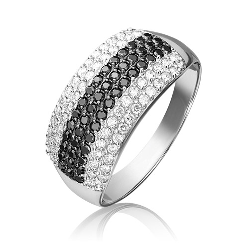 Кольцо из белого золота с бриллиантом р. 15,5 PLATINA jewelry