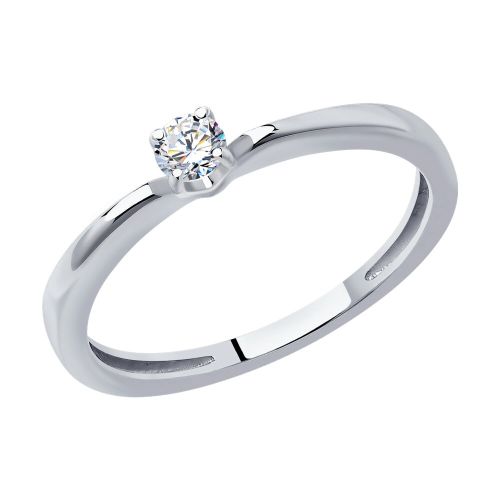 Кольцо из белого золота с бриллиантом р. 16 Diamant