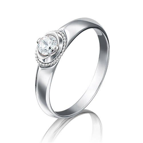Кольцо из белого золота с бриллиантом р. 17,5 PLATINA jewelry