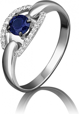 Кольцо из белого золота с бриллиантом р. 18 PLATINA jewelry