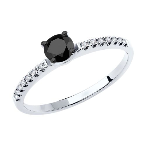 Кольцо из белого золота с бриллиантом р. 19 SOKOLOV Diamonds