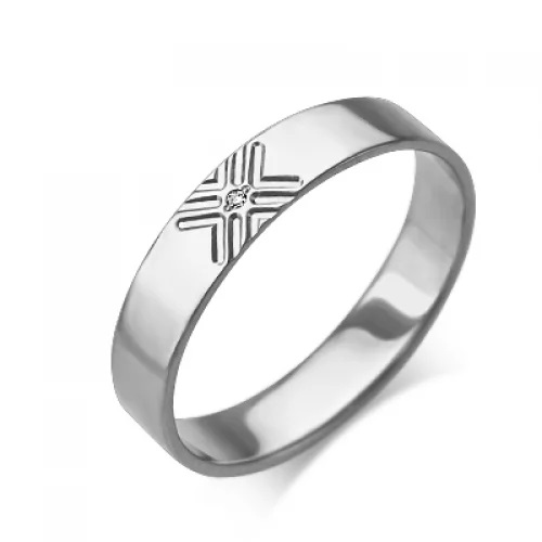 Кольцо из белого золота с бриллиантом р. 19,5 PLATINA jewelry