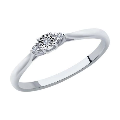 Кольцо из белого золота с бриллиантом р.15.5 SOKOLOV Diamonds