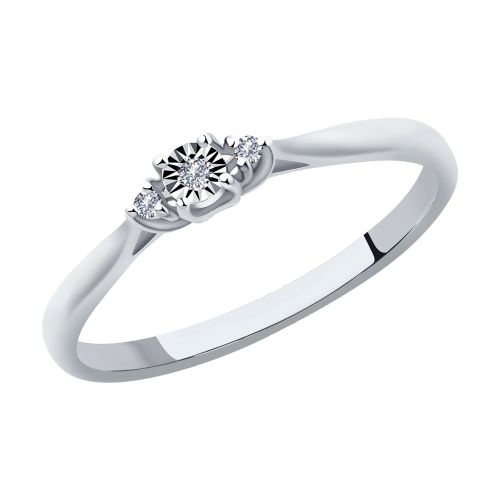 Кольцо из белого золота с бриллиантом р.17 SOKOLOV Diamonds