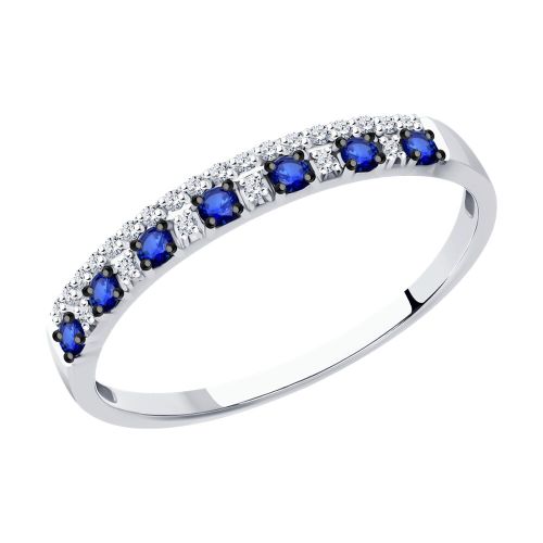 Кольцо из белого золота с бриллиантом/сапфиром р. 16,5 SOKOLOV Diamonds