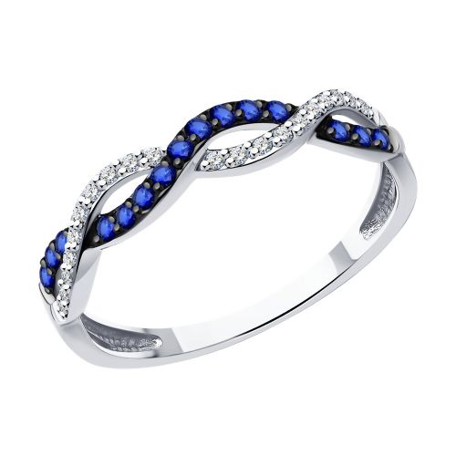 Кольцо из белого золота с бриллиантом/сапфиром р. 18,5 Diamant