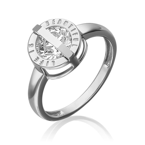 Кольцо из белого золота с фианитом р. 17 PLATINA jewelry