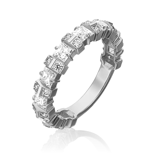 Кольцо из белого золота с фианитом р. 17,5 PLATINA jewelry