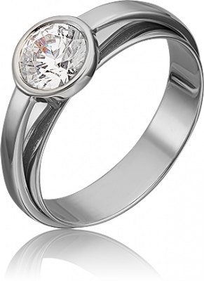 Кольцо из белого золота с фианитом р. 19 PLATINA jewelry