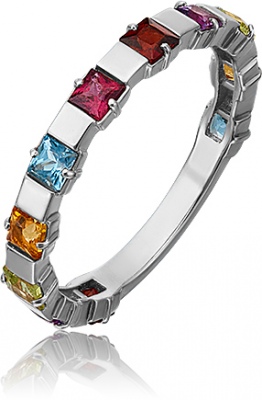 Кольцо из белого золота с хризолитом/гранатом р. 17 PLATINA jewelry