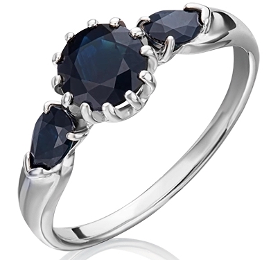 Кольцо из белого золота с сапфиром р. 17,5 PLATINA jewelry