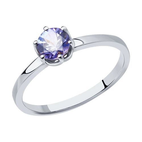 Кольцо из белого золота с танзанитом р. 16,5 SOKOLOV Diamonds