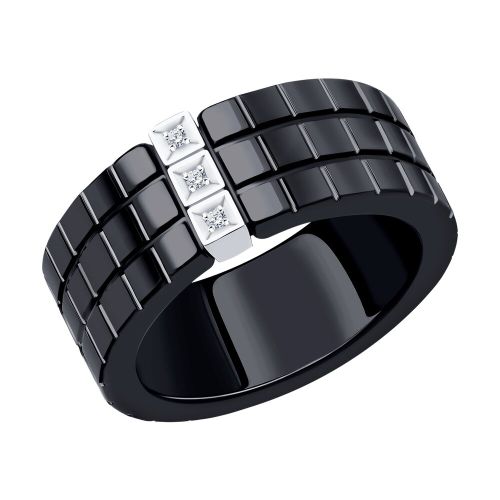 Кольцо из белого золота/керамики р. 18 SOKOLOV Diamonds