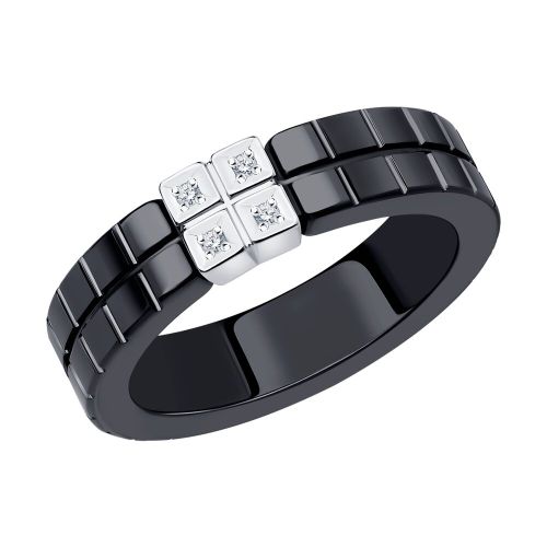 Кольцо из белого золота/керамики с бриллиантом р. 17,5 SOKOLOV Diamonds