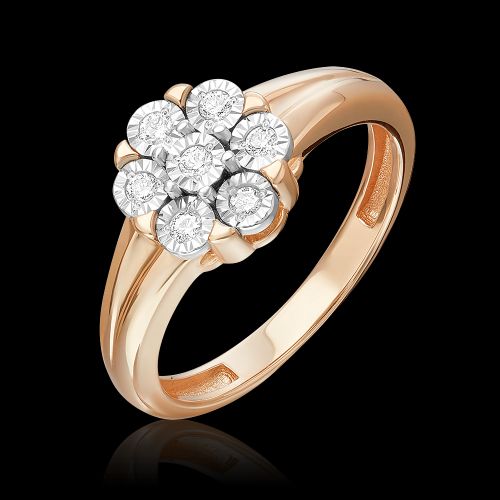 Кольцо из белого/красного золота р. 17 PLATINA jewelry