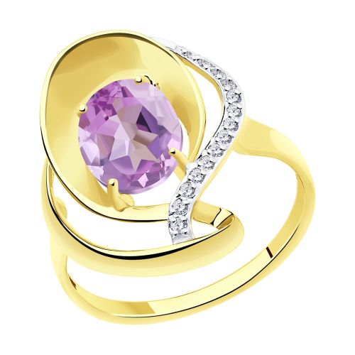 Кольцо из желтого золота р. 19,5 Diamant
