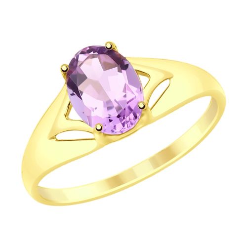 Кольцо из желтого золота с аметистом р. 18 Diamant
