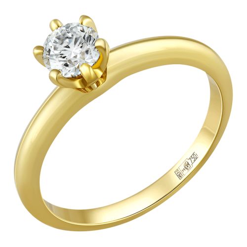 Кольцо из желтого золота с бриллиантом выращенным р.16,5 IQ Diamonds