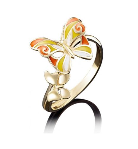 Кольцо из желтого золота с эмалью р. 16 PLATINA jewelry