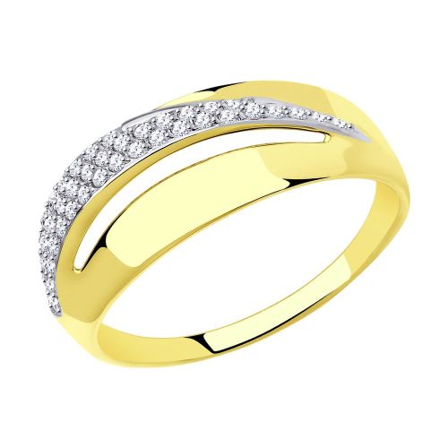 Кольцо из желтого золота с фианитом р.18 Diamant