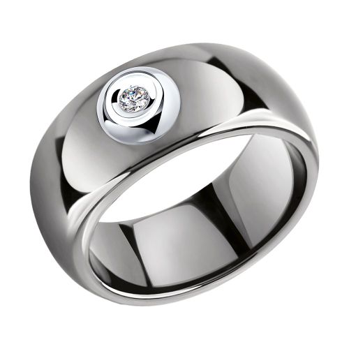 Кольцо из керамики и золота с бриллиантом р. 18.5 SOKOLOV Diamonds