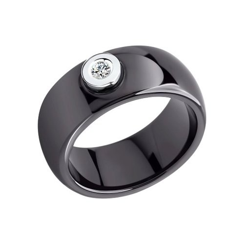 Кольцо из керамики с бриллиантом р. 16.5 SOKOLOV Diamonds