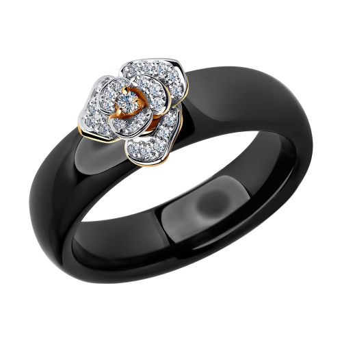 Кольцо из керамики с бриллиантом р. 18 SOKOLOV Diamonds