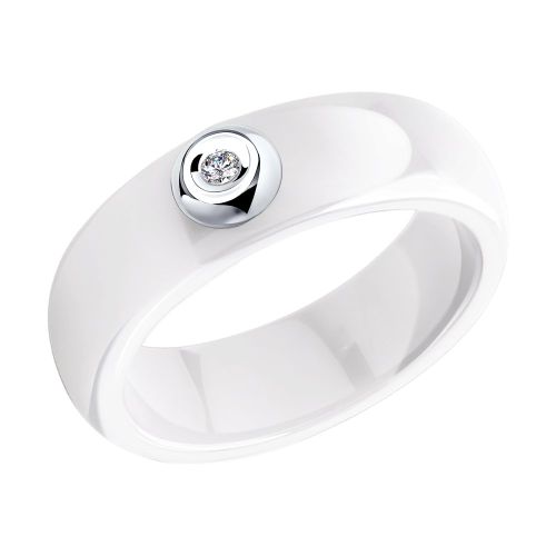 Кольцо из керамики/белого золота р. 17,5 SOKOLOV Diamonds