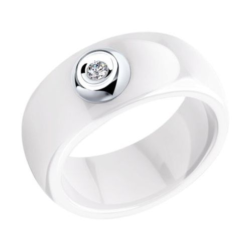 Кольцо из керамики/белого золота р. 18,5 SOKOLOV Diamonds