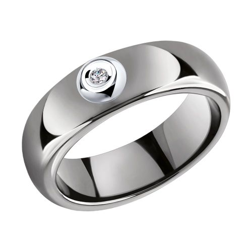 Кольцо из керамики/белого золота с бриллиантом р. 18,5 SOKOLOV Diamonds